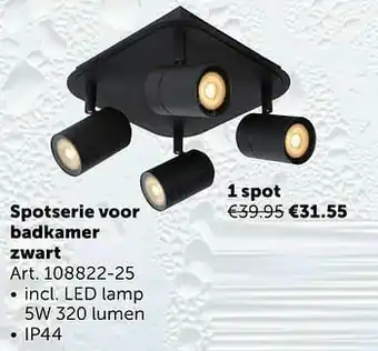 Zelfbouwmarkt Spotserie voor badkamer zwart 1 spot aanbieding