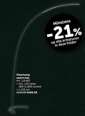 Zelfbouwmarkt Vloerlamp zwart mat aanbieding