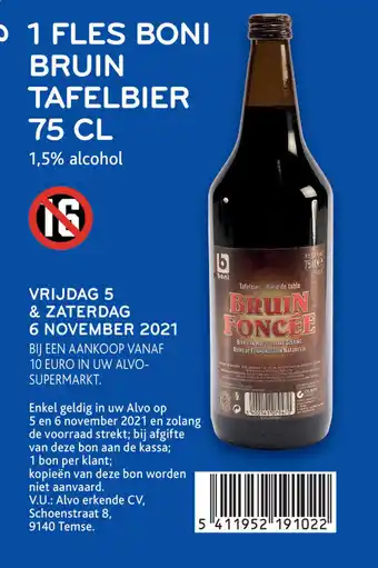 Alvo 1 fles boni bruin tafelbier 75 cl aanbieding
