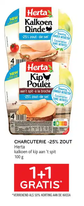 Alvo Charcuterie -25% zout Herta 100g aanbieding
