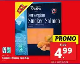 Lidl Nautica Gerookte Noorse zalm XXL 220g aanbieding