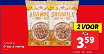 Lidl CROWNFIELD Granola honing2 x 500g aanbieding