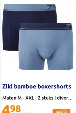 Action Ziki bamboe boxershorts aanbieding