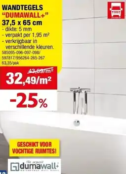Hubo WANDTEGELS “DUMAWALL+” 37,5 x 65 cm aanbieding