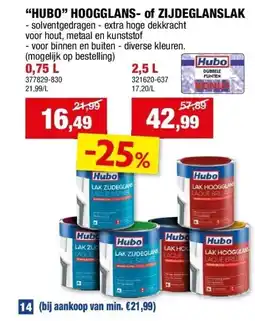 Hubo “HUBO” HOOGGLANS- of ZIJDEGLANSLAK aanbieding