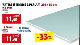 Hubo WATERBESTENDIGE GIPSPLAAT 260 x 60 cm 9,5 mm aanbieding