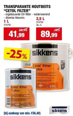 Hubo TRANSPARANTE HOUTBEITS “CETOL FILTER” 1 L aanbieding
