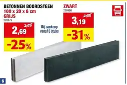 Hubo BETONNEN BOORDSTEEN 100 x 20 x 6 cm GRIJS aanbieding