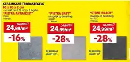 Hubo KERAMISCHE TERRASTEGELS “PIETRA ANTRACIET” aanbieding