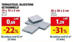 Hubo TERRASTEGEL BLUESTONE GETROMMELD 15 x 15 x 2 cm aanbieding