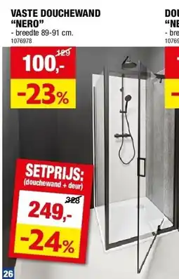 Hubo VASTE DOUCHEWAND “NERO” aanbieding