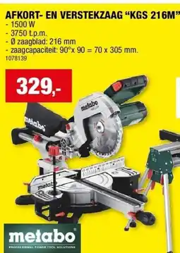 Hubo AFKORT- EN VERSTEKZAAG “KGS 216M” aanbieding