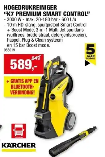 Hubo HOGEDRUKREINIGER “K7 PREMIUM SMART CONTROL” aanbieding