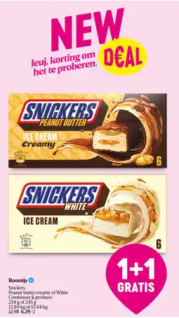 Delhaize Roomijs Snickers aanbieding