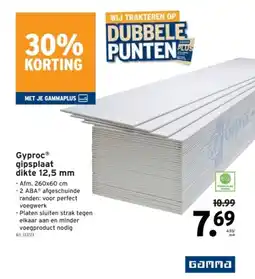 GAMMA GyprocⓇ gipsplaat dikte 12,5 mm aanbieding