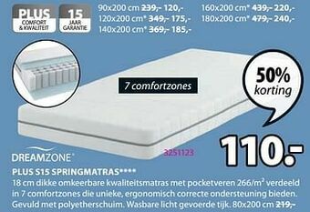 Jysk Plus s15 springmatras aanbieding