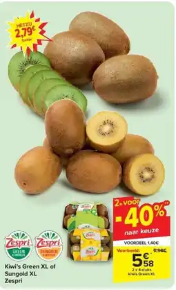 Carrefour Kiwi’s Green XL of Sungold XL Zespri aanbieding