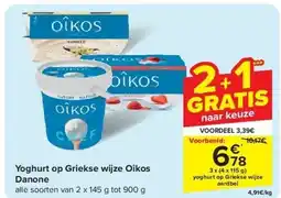 Carrefour Yoghurt op Griekse wijze Oîkos Danone aanbieding
