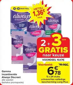 Carrefour Gamma incontinentie Always Discreet aanbieding