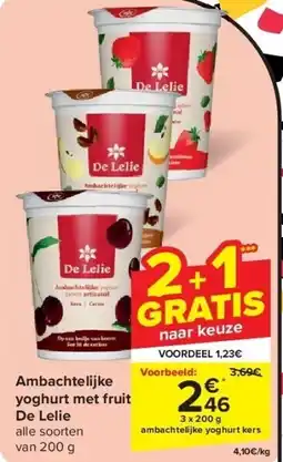 Carrefour Ambachtelijke yoghurt met fruit De Lelie aanbieding
