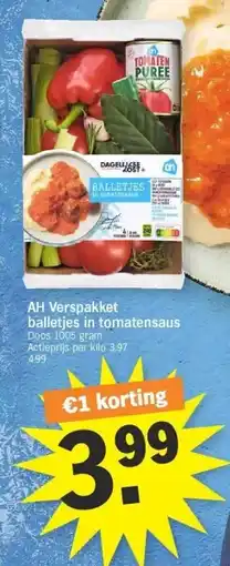 Albert Heijn AH Verspakket balletjes in tomatensaus aanbieding