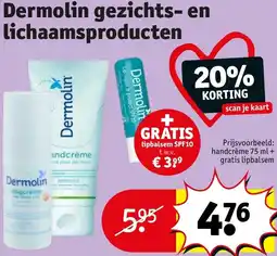 Kruidvat Dermolin gezichts en lichaamsproducten aanbieding