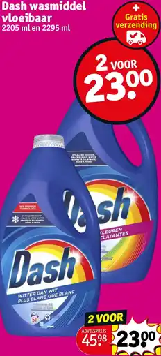 Kruidvat Dash wasmiddel vloeibaar 2205 ml en 2295 ml aanbieding
