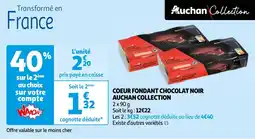 Auchan COEUR FONDANT CHOCOLAT NOIR AUCHAN COLLECTION 2 x 90g aanbieding