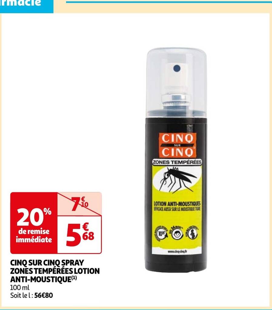 CINQ SUR CINQ SPRAY ZONES TEMPÉRÉES LOTION ANTI-MOUSTIQUE 100 ml ...