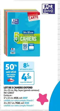 Auchan LOT DE 5 CAHIERS OXFORD aanbieding