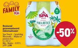 Delhaize Spa Touch - Sparkling Mocktails - Mojito of passion fizz 6 x 50 cl Bruisend gearomatiseerd mineraalwater aanbieding
