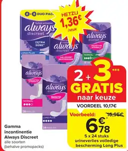 Carrefour Always Discreet Gamma incontinentie aanbieding