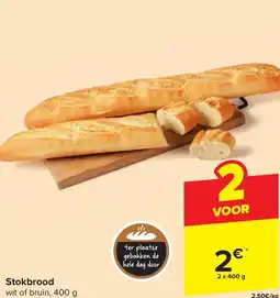 Carrefour Stokbrood wit of bruin, 400 g aanbieding