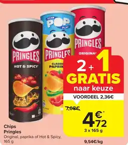 Carrefour Pringles chips 3 x 165g aanbieding
