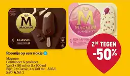 Delhaize Magnum roomijs op een stokje aanbieding