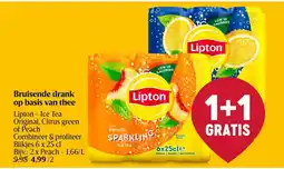 Delhaize Lipton Ice Tea Original, Citrus green of Peach Bruisende drank op basis van thee aanbieding