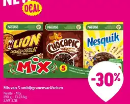 Delhaize Nestlé Mix van 5 ontbijtgranenvariëteiten aanbieding