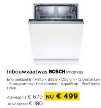 Molecule Inbouwvaatwas Bosch SMV2ITX18E aanbieding