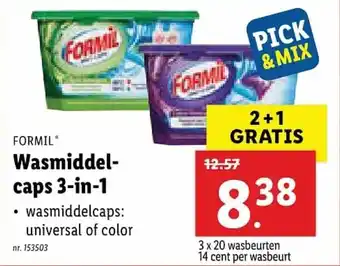 Lidl Formil Wasmiddel caps 3-in-1 aanbieding