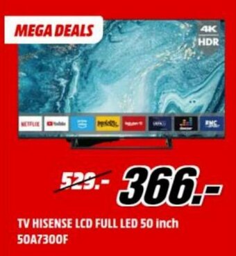 MediaMarkt TV Hisense LCD Full LED 50 inch 50A7300F aanbieding