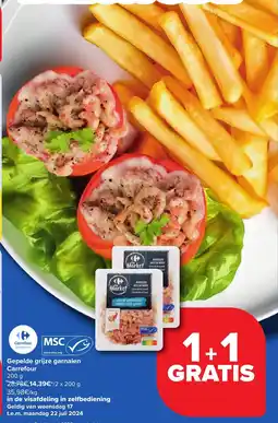 Carrefour Gepelde grijze garnalen 200 g aanbieding