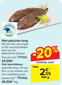 Carrefour Niet-gekuiste tong 100g aanbieding