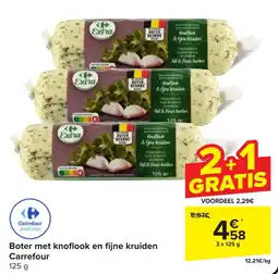 Carrefour Boter met knoflook en fijne kruiden 3 x 125g aanbieding