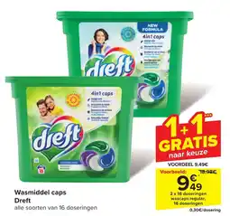 Carrefour Wasmiddel caps Dreft 2 x 16 doseringen wascaps regular, 16 doseringen aanbieding
