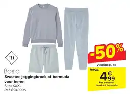 Carrefour Basic Sweater, joggingbroek of bermuda voor heren Per sweater, broek of bermuda aanbieding