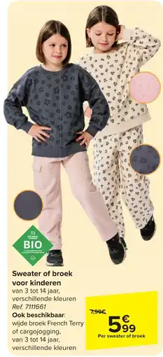 Carrefour Sweater of broek voor kinderen Per sweater of broek aanbieding