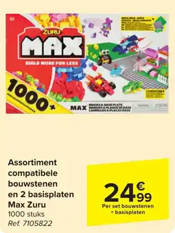 Assortiment compatibele bouwstenen en 2 basisplaten Max Zuru