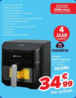 Carrefour Mandine Airfryer MAF6L1600-24 aanbieding