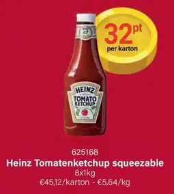 Bidfood Heinz Tomatenketchup squeezable 8x1kg /karton aanbieding