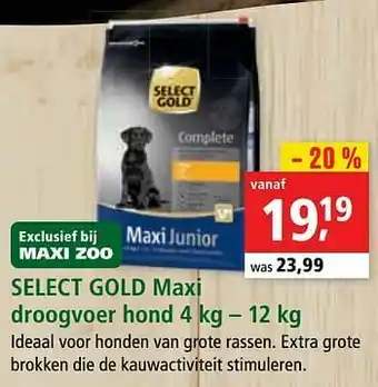 Maxi Zoo Select gold maxi droogvoer hond aanbieding